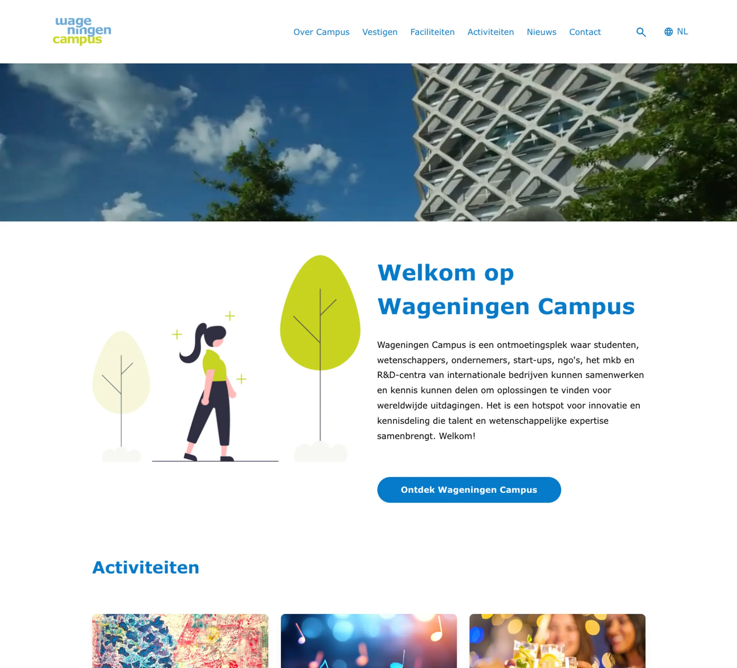 Een detail van de wageningen campus website
