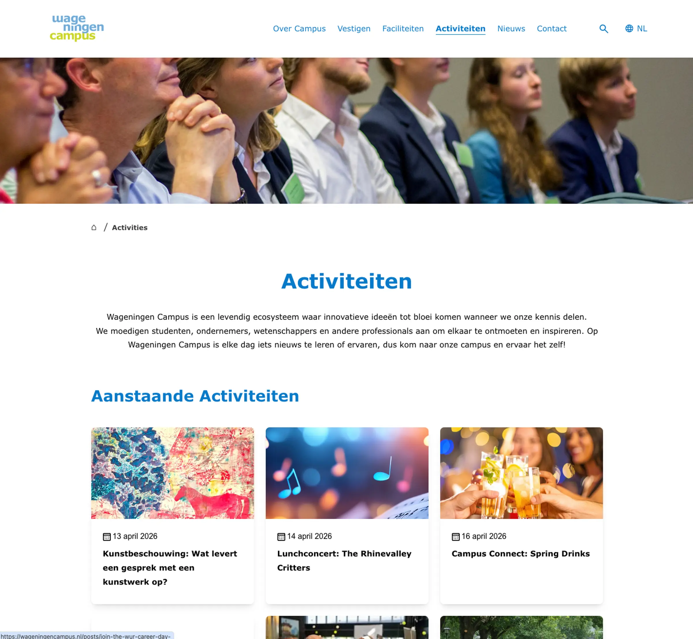 Detail van de wageningen campus website