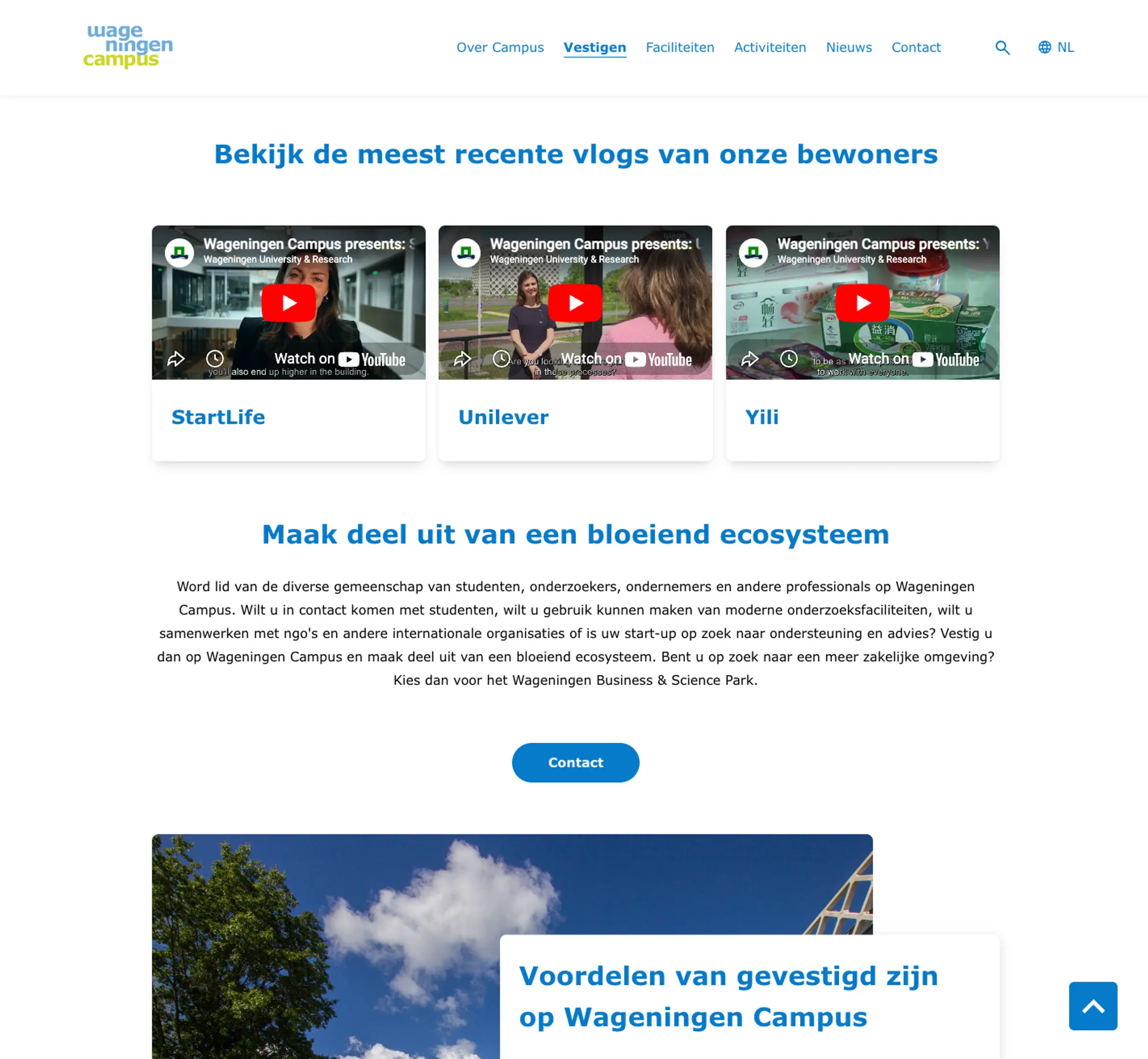 Detail van de wageningen campus website
