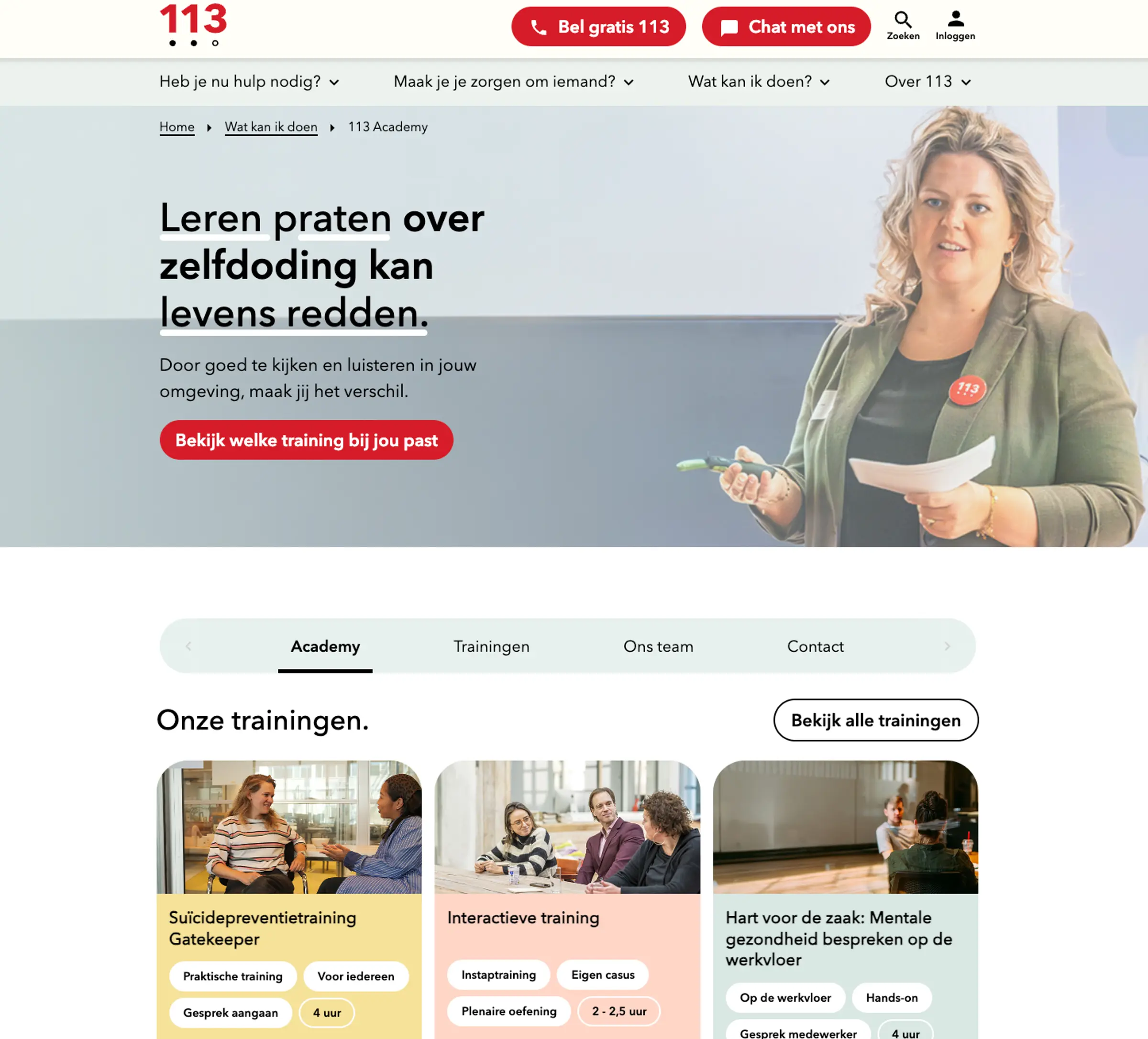 Een pagina van de 113 academy