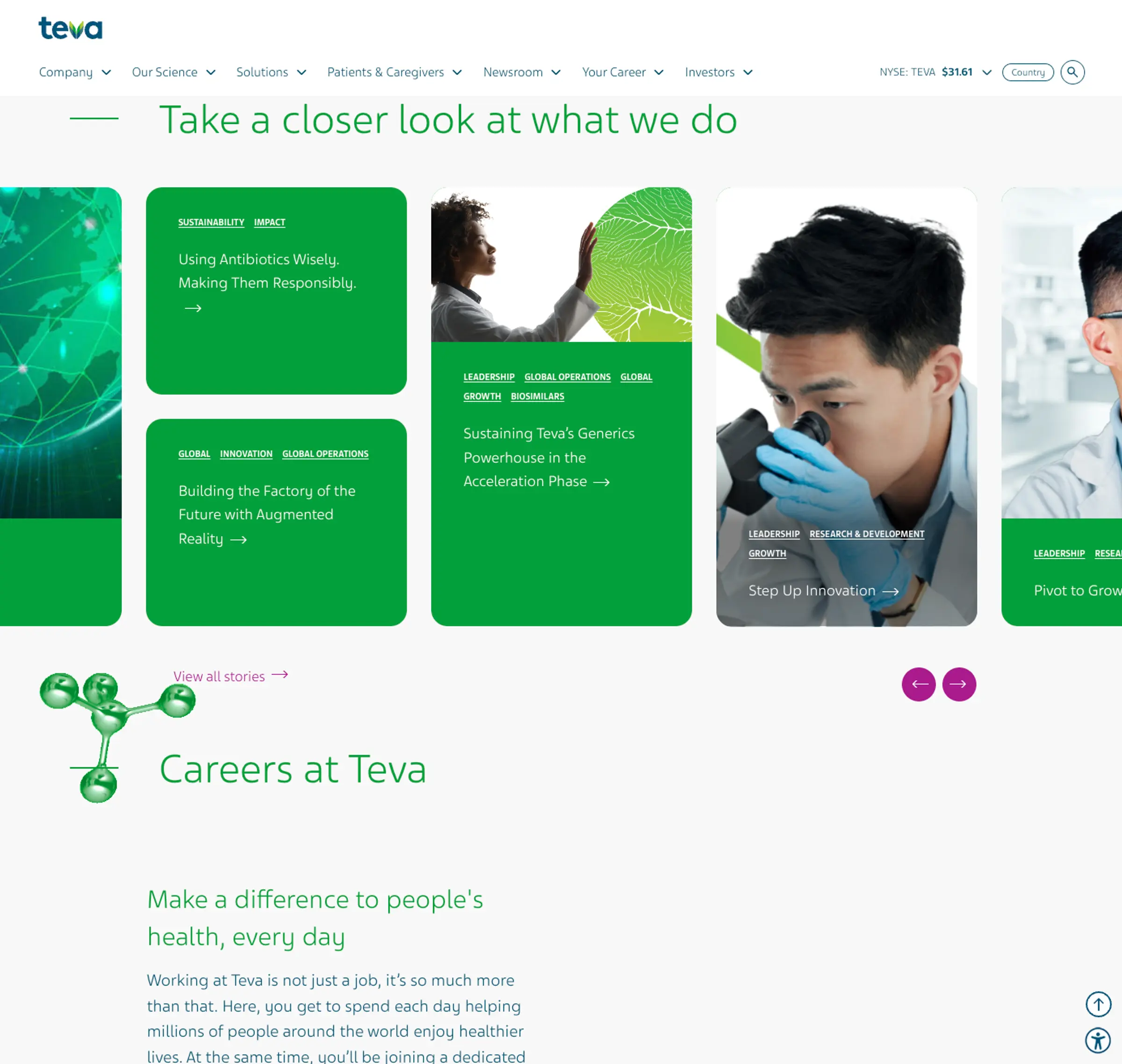 Teva homepage detail met bentobox